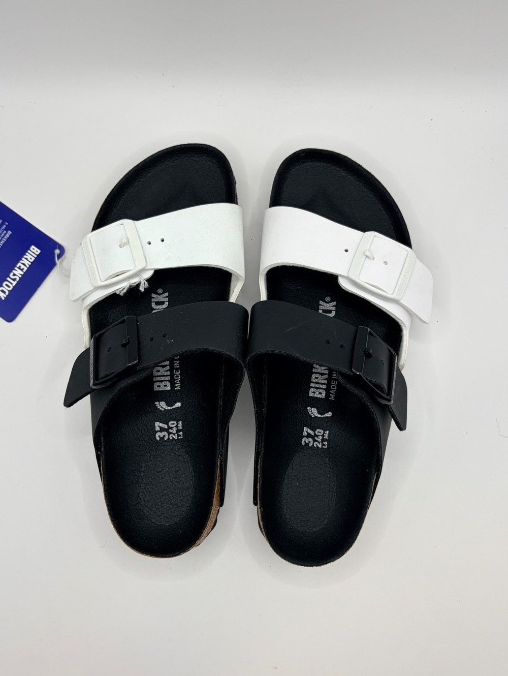 Birkenstock Arizona Split Black and White, Size EU 37 / 6 Women New No BOX